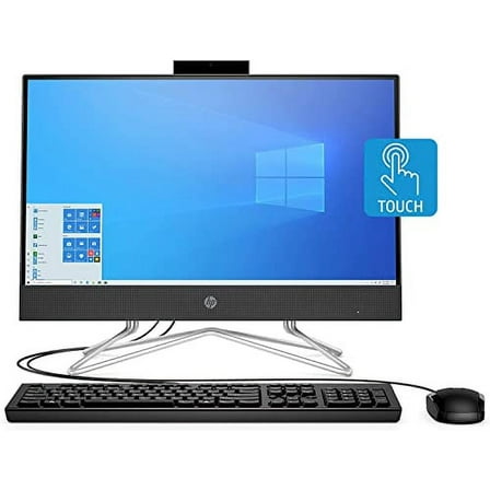 HP 2022 22-inch FHD IPS Touchscreen All-in-One Desktop PC 2-Core AMD Ryzen 3 3250U Processor 16GB DDR4 RAM NVMe M.2 256GB SSD 1TB HDD DVD WiFi AC BT Webcam Speaker Windows 10 Black w/RE USB Drive