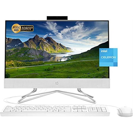 HP 2022 Newest All-in-One Desktop, 21.5" FHD Display, Intel Celeron J4025 Processor, 12GB RAM, 512GB PCIe SSD, Webcam, HDMI, RJ-45, Wired Keyboard&Mouse, WiFi, Windows 11 Home, White
