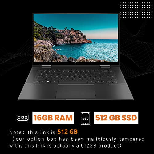 HP 2022 Newest Envy 2-in-1 Laptop, 15.6" IPS FHD Touch Screen, 6 core AMD Ryzen 5 5625U(Beat i7-1265U), 16GB DDR4, 512GB SSD, Backlit Keyboard, Amazon Alexa, Fingerprint Reader, W/Pen, Win 11, Black