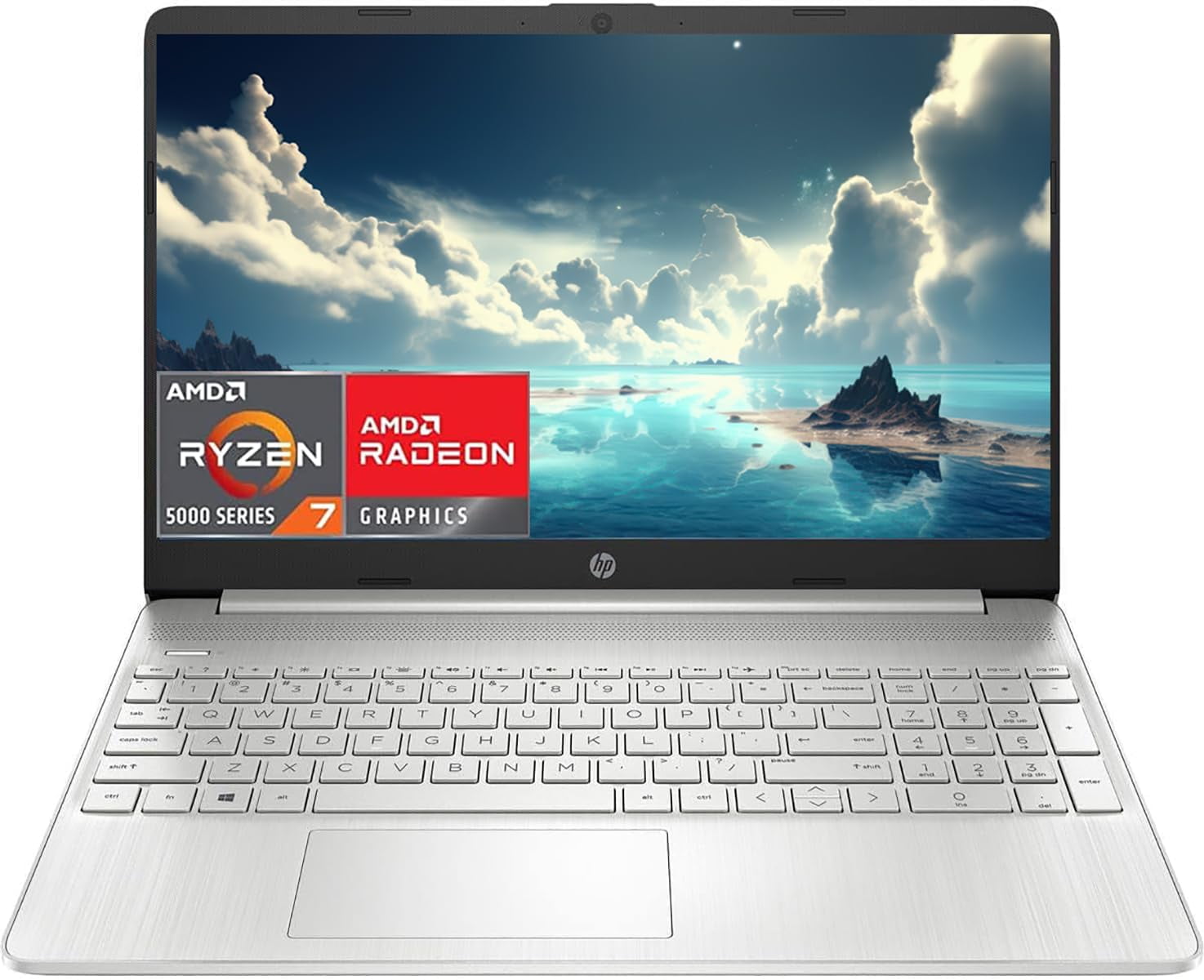 HP 2023 Newest 15.6" Laptop, AMD Ryzen 7 5700U (Beats i7-1265U), 32GB RAM, 1TB SSD, HD Micro-Edge Display, AMD Radeon Graphics, Thin & Portable, Wi-Fi 6, Bluetooth, Windows 11 Home, Natural Silver