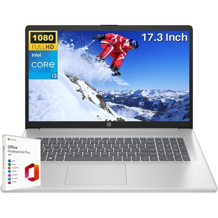 HP 2024 17 Business Laptop with Microsoft Office Lifetime License, 17.3" FHD IPS Screen, Intel 6-Core i3-1215U, 16GB RAM, 512GB SSD, Intel UHD Graphics, Anti-Glare, HD Camera, Win 11 Home