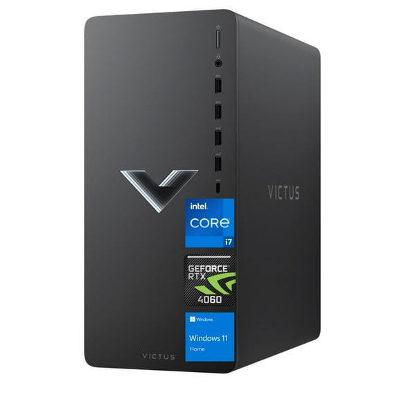 HP 2024 Victus 15L Ultimate Gaming Desktop, Intel Core i7-14700F, NVIDIA GeForce RTX 4060, 32GB RAM, 1TB SSD, RJ-45, DisplayPort, Wi-Fi 6, W11H, Black