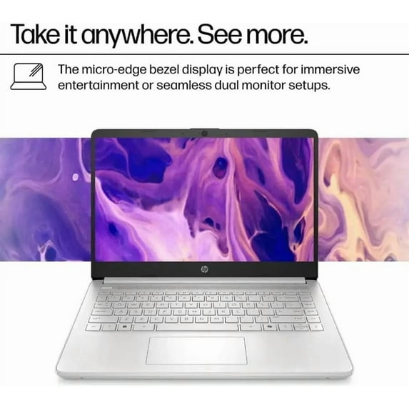 HP 2025 14" Laptop Computer, Intel N150 CPU(Beats N4120), 16GB RAM, 128GB UFS+256GB MSD Storage, Wi-Fi 6, Copilot AI,Windows 11 Pro, 1-Year Microsoft Office 365, Natural Silver
