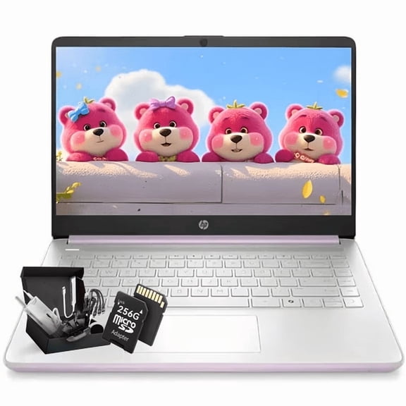 HP 2025 14 inch Everyday Laptop Computer for Student & Business - AI-Powered Intel Quad-Core CPU Ultra-Light 16G RAM 384G Storage (128G UFS+256G SD Card) Win 11 Pro Lavender