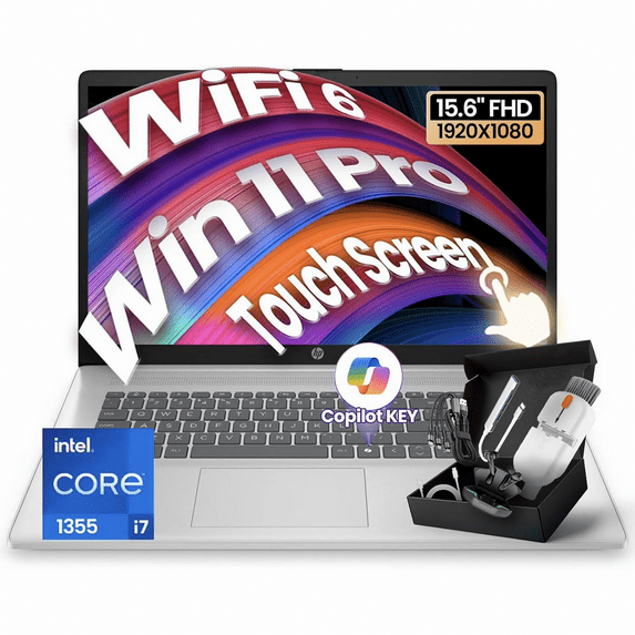 HP 2025 15.6" FHD Touchscreen Business Laptop: Intel i7-1355U | 64GB RAM | 2TB SSD | Win 11 Pro with Copilot Key | Numeric Keypad | Wi-Fi 6 | Bluetooth | Accessory Bundle