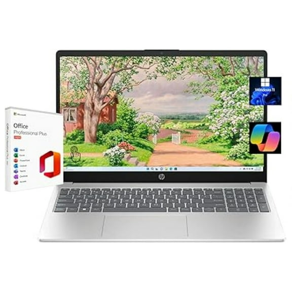HP 2025 15.6" Touchscreen Laptop, Intel Core i3-1315U, 12GB RAM, 1TB SSD, Windows 11 Pro & Office 2024, Natural Silver, Anti-Glare