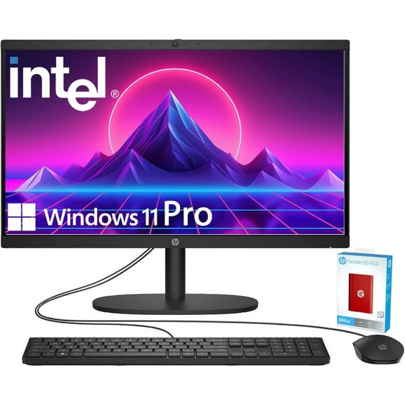 HP 2025 22" FHD All-in-One Desktop Computer, The New Version for Everyday Use, Latest 13th Gen Intel Quad-Core CPU, 32GB DDR5, 640GB Storage, HDMI, Type-C, Wi-Fi, HD Webcam, Win11 Pro, Black