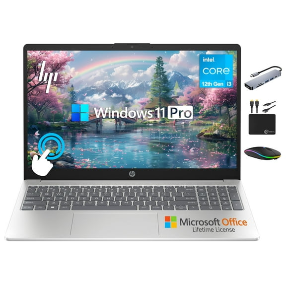 HP 2025 Business 15.6" HD Touch Laptop, 6-Core Intel i3 Processor (Upto 4.4GHz), 16GB RAM, 1.5TB Storage (1TB SSD + 500GB Ext), Long Battery, MarxsolAccessory, Lifetime Microsoft Office, Win 11 Pro