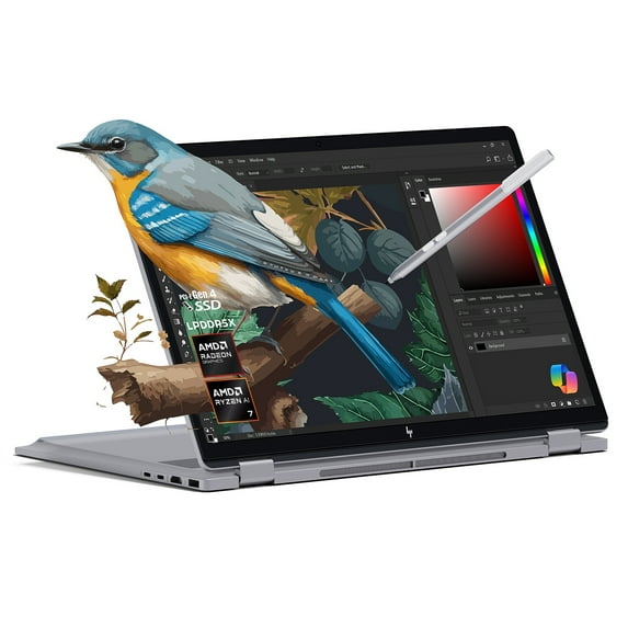 HP 2025 New Envy x360 2-in-1 Laptop, OmniBook X Flip 14" Touchscreen 2K IPS Display, AMD Ryzen AI 7 350, 24GB LPDDR5X RAM, 1TB Gen 4 SSD, Copilot AI, WiFi 6E, w/Microsoft Surface Pen, Win 11 Home