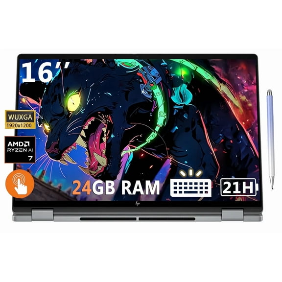 2025 HP OmniBook x Flip 16" FHD+ Touchscreen 2-in-1 Slim Laptop, Envy x360, Copilot+ PC, Ryzen AI 7 350, 24GB RAM, 2TB SSD, 21H Battery, Win 11 Home, W/Stylus