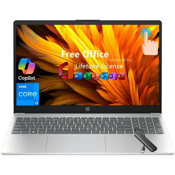 HP 2025 New Touchscreen Laptop Computer, Intel 13th Core i3-1315U(Up to 4.5GHz), 15.6" HD Touch Display, 32GB RAM, 1TB SSD, Wi-Fi 6E, Business & Student, Copilot, Office Lifetime License & Win11 Pro