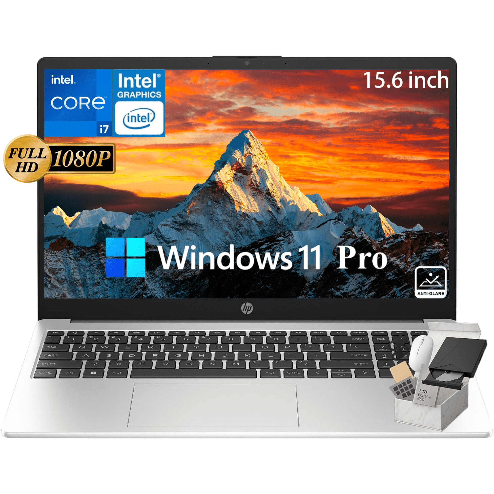 HP 2025 Updated 15.6" 250 G10 FHD Business Laptop, Intel 10 Core i7-1355U, 16GB RAM | 512GB SSD, WiFi 6, Bluetooth 5.3, Windows 11 Pro, Sliver, W/Accessories