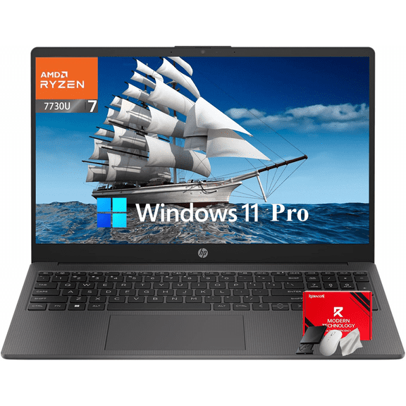 HP 2026 New 255 G10 Laptop for Business, 15.6" FHD IPS Display, AMD Ryzen 7 7730U (8-Core), 16GB RAM & 512GB PCle SSD, Windows 11 Pro, Copilot AI, with Accessory