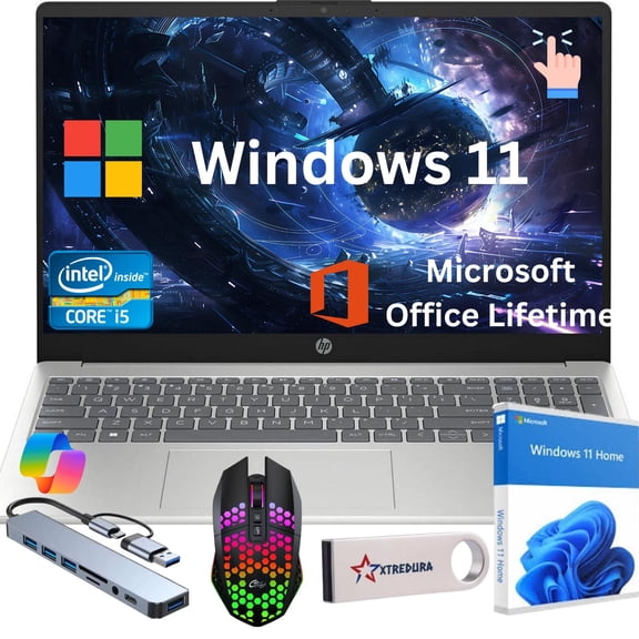 HP 2026 Newest 15 15.6" FHD Touchscreen Laptop Computer For Student and Business, 13th Gen Intel Core I5-1334U, Copilot Laptop, 16GB RAM, 512 GB PCIe SSD,Lifetime MS Office, Windows 11 Home, Gift Set
