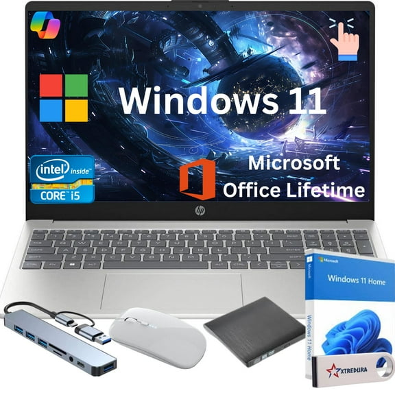 HP 2026 Newest 15 15.6" FHD Touchscreen Laptop Computer For Student and Business, 13th Gen Intel Core I5-1334U, Copilot Laptop, 16GB RAM, 512 GB PCIe SSD,Lifetime MS Office, Windows 11 Home, Gift Set