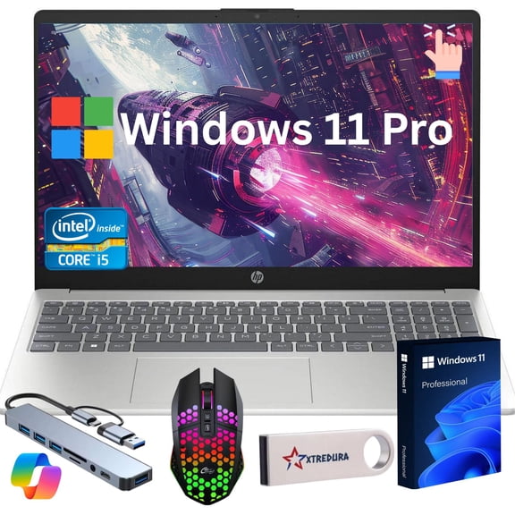 HP 2026 Newest 15.6" FHD Touchscreen Laptop, Intel 13th Gen Core I5-1334U, Copilot AI, 16GB RAM, 1TB SSD, Intel Iris Xe Graphics, Windows 11 Pro, Student & Business Notebook, Gift Set