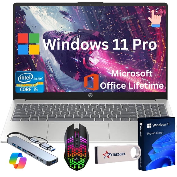 HP 2026 Newest 15.6" FHD Touchscreen Laptop, Intel 13th Gen Core I5-1334U, Copilot AI, 16GB RAM, 256GB SSD,Lifetime MS Office Graphics, Windows 11 Pro, Student & Business Notebook, Gift Set