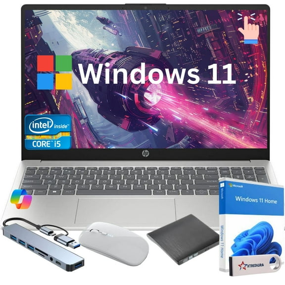HP 2026 Newest 15.6" FHD Touchscreen Laptop, Intel 13th Gen Core I5-1334U, Copilot AI, 8GB RAM, 256GB SSD, Intel Iris Xe Graphics, Windows 11 Home, Student & Business Notebook, Gift Bundle