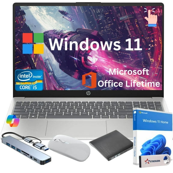 HP 2026 Newest 15.6" FHD Touchscreen Laptop, Intel 13th Gen Core I5-1334U, Copilot AI, 8GB RAM, 256GB SSD,Lifetime MS Office Graphics, Windows 11 Home, Student & Business Notebook, Gift Bundle