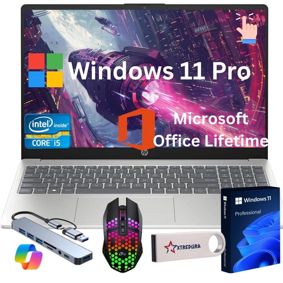 HP 2026 Newest 15.6" FHD Touchscreen Laptop, Intel 13th Gen Core I5-1334U, Copilot AI, 8GB RAM, 256GB SSD,Lifetime MS Office Graphics, Windows 11 Pro, Student & Business Notebook, Gift Set