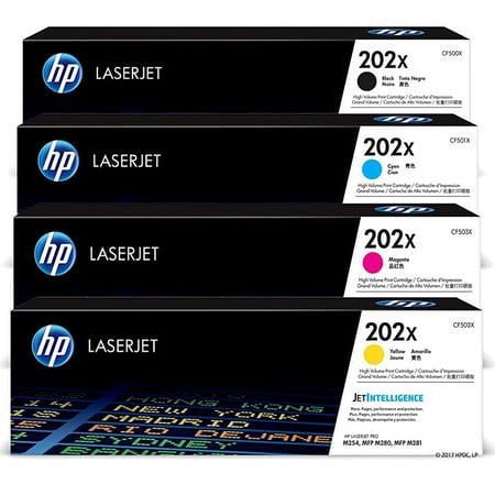 HP 202X High Yield Black 2-Pack and Cyan/Magenta/Yellow Original LaserJet Toner Cartridge Set