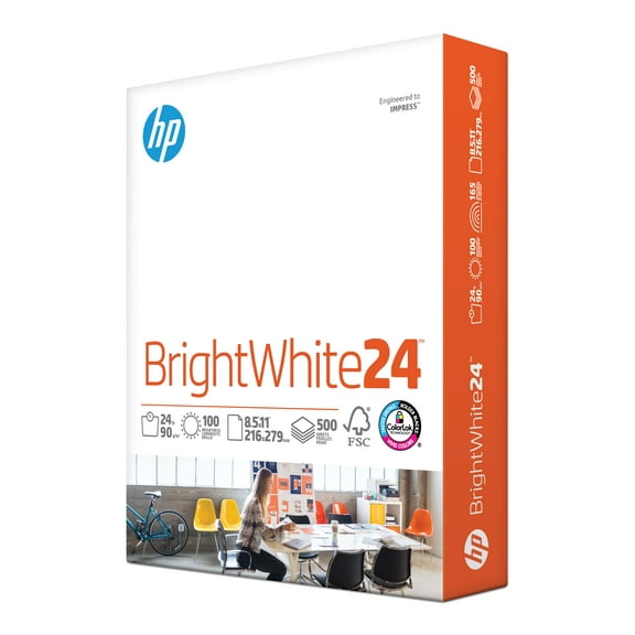 HP Papers 20300-0 BriightWhite24 8.5 in. x 11 in. 100 Bright 24-lb. Paper - White (500/Ream)