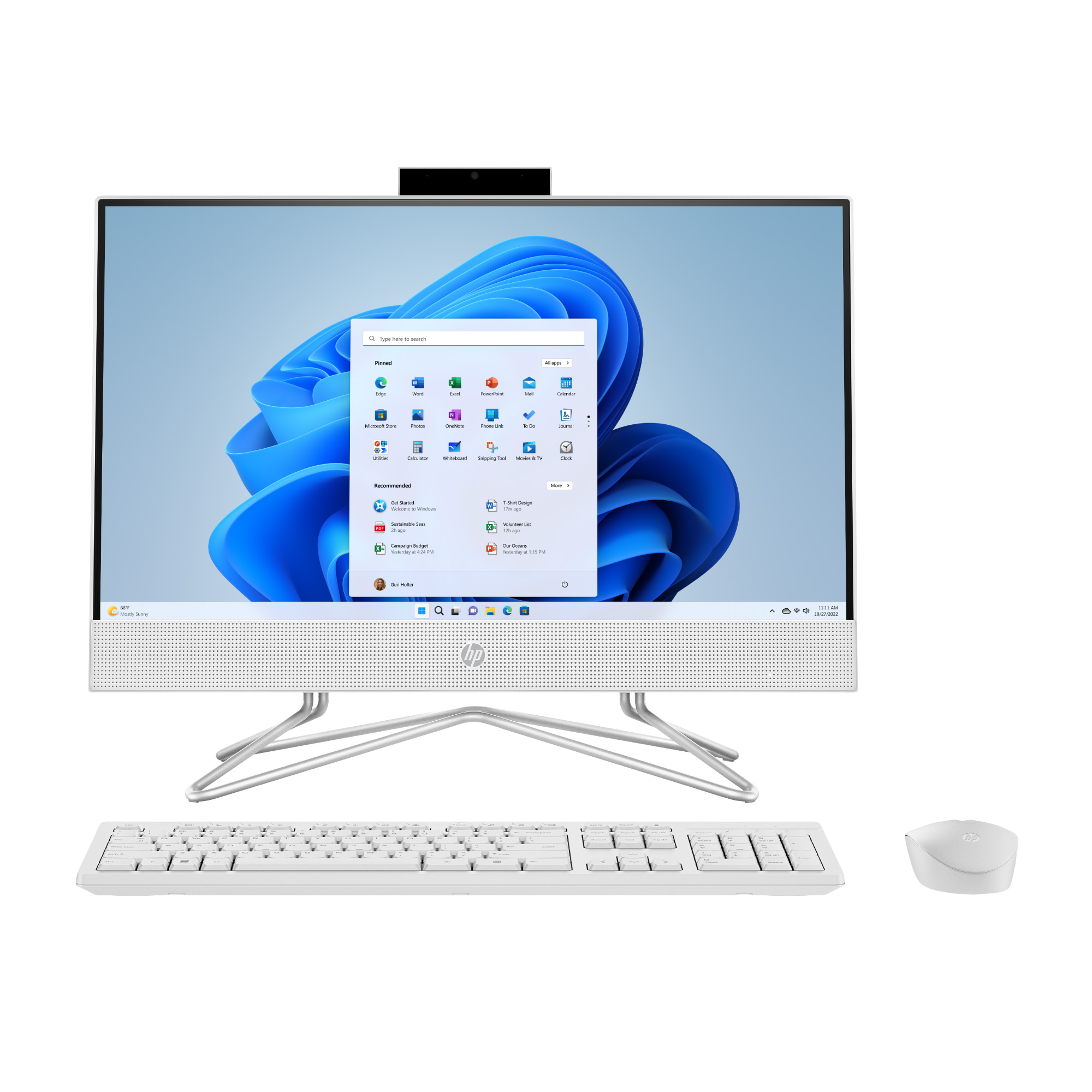 HP 21.5" All-in-One PC, Intel Pentium, 8GB Memory, 128GB SSD, Windows 11 Home S mode, White, 22-dd0143w - image 1 of 11