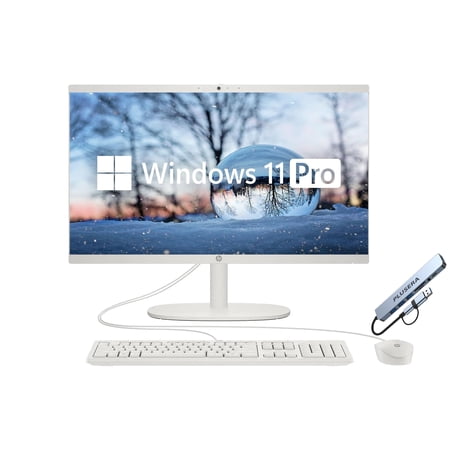 HP 21.5" FHD All-in-One Desktop Computer, Dual-Core Intel Celeron, Windows 11 Pro with Microsoft Office Home & Business Included, Snow White (Intel Celeron, 16GB RAM | 1TB Storage)