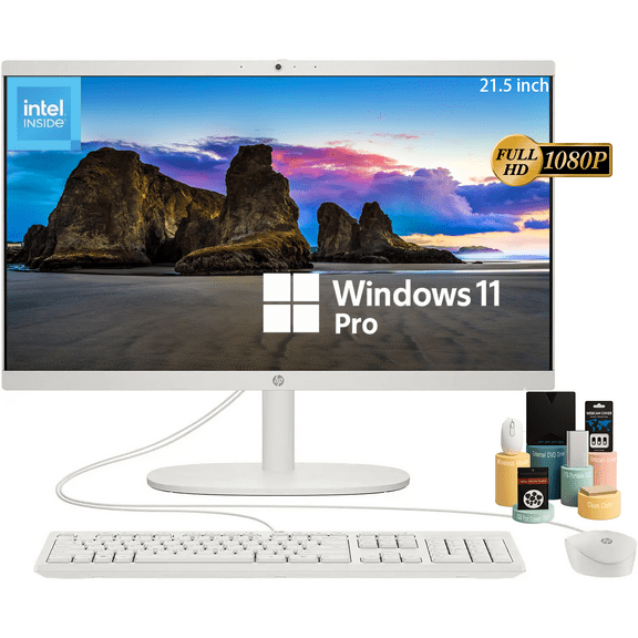 HP 21.5" FHD All-in-One Desktop PC | Intel Celeron J4025 Processor | Wired Mouse and Keyboard | Type-C | FHD Anti-Glare Display | HDMI | Windows 11 Pro | WiFi 6 | 16GB RAM | 1TB SSD
