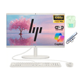 thumbnail image 1 of HP 21.5" FHD All-in-One Laptop Desktop Computer, Intel Quad-Core Processor, 32GB RAM 640GB Storage (128GB SSD+512GB External), Windows 11, Wired Keyboard & Mouse, PLUSERA Earphones, Cashmere White, 1 of 5