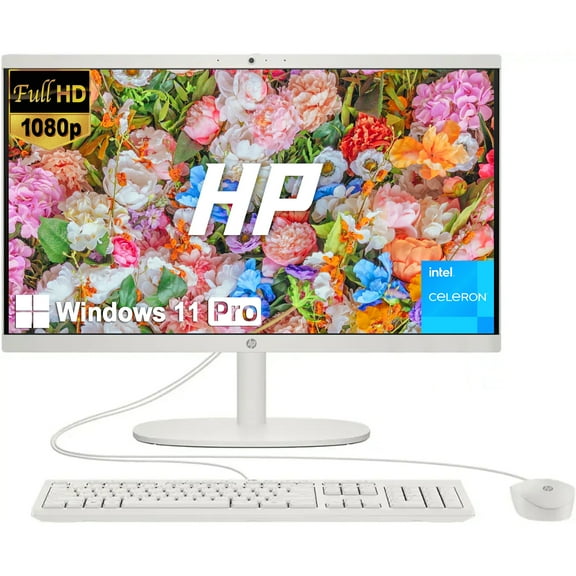 HP 21.5" Full HD Display All-in-One Desktop Computer,Intel Celeron J4025 Processor,16GB DDR4, 256GB SSD, Bluetooth,USB-C, Webcam,HDMI,RJ-45, Wi-Fi 6, LED, Windows 11 Pro, Cashmere White