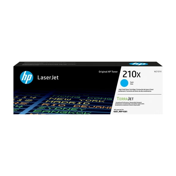 HP 210X Cyan Original LaserJet Toner Cartridge, ~5,500 pages, W2101X