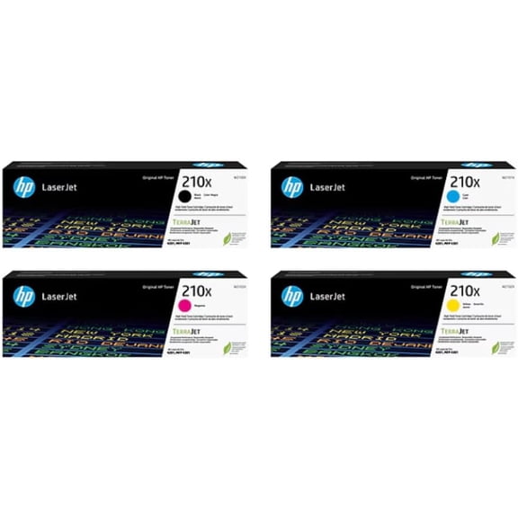 HP 210X High-Yield Toner Cartridge 4-Pack (Black, Cyan, Magenta, Yellow) Color LaserJet Pro 4201 & MFP 4301 Series Printers W2100XQ1 (Sold without manufacturer warranty)