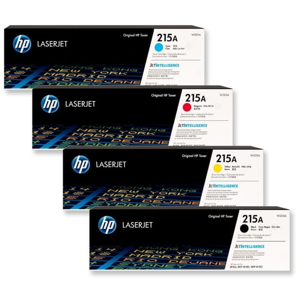 HP 215A Black, Cyan, Magenta, Yellow Toner Cartridges (4-Pack) W2310A, W2311A, W2312A, W2313A (Sold without manufacturer warranty)