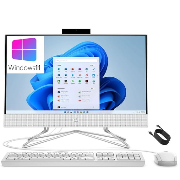 HP 22 AIO 21.5" FHD All-in-One Desktop Computer, Intel Celeron J4025 Up to 2.9GHz, 32GB DDR4 RAM, 2TB PCIE SSD, 802.11AC WiFi, Bluetooth 4.2, Keyboard and Mouse, White, Windows 11 Home