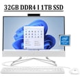 thumbnail image 1 of HP 22 All-in-One Desktop Computer 21.5" Diagonal FHD Anti-glare Display Intel Quad-Core Pentium Silver J5040 Processor 32GB DDR4 1TB SSD Intel UHD Graphics 605 HDMI Webcam Win11 Silver, 1 of 4