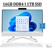 HP 22 All-in-One Desktop Computer 21.5 Diagonal FHD VA Anti-glare Display Intel Core Celeron J4025 Processor 16GB DDR4 1TB SSD Intel UHD Graphics 600 HDMI Webcam Bluetooth Win11 White
