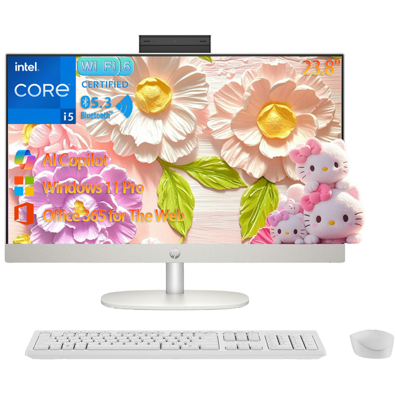 HP 24" FHD IPS All-in-One Desktop Computer, 13th Gen Intel Core i5-1334U Processor, 20GB RAM, 1TB SSD, Windows 11 Pro, 1080p IR Camera, Wi-Fi 6, Keyboard & Mouse, White