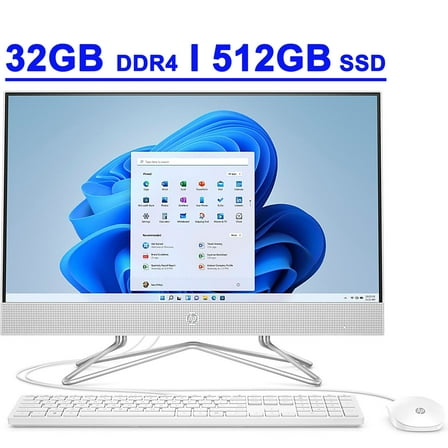 HP 24 Premium All-in-One Desktop Computer 23.8" diagonal FHD IPS Anti-glare Display (72% NTSC) 11th Generation Intel Core i3-1115G4 Processor 32GB DDR4 512GB SSD HDMI HD Privacy Camera Win11