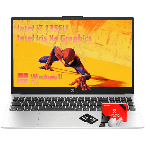 HP 250 G10 15.6" FHD Business Laptop Computer - Intel 10-Core i7-1355U (Up to 5.0GHz), Intel Iris Xᵉ Graphics, 24GB RAM, 512 GB SSD, HDMI, Webcam, Wi-Fi 6, Windows 11 Pro