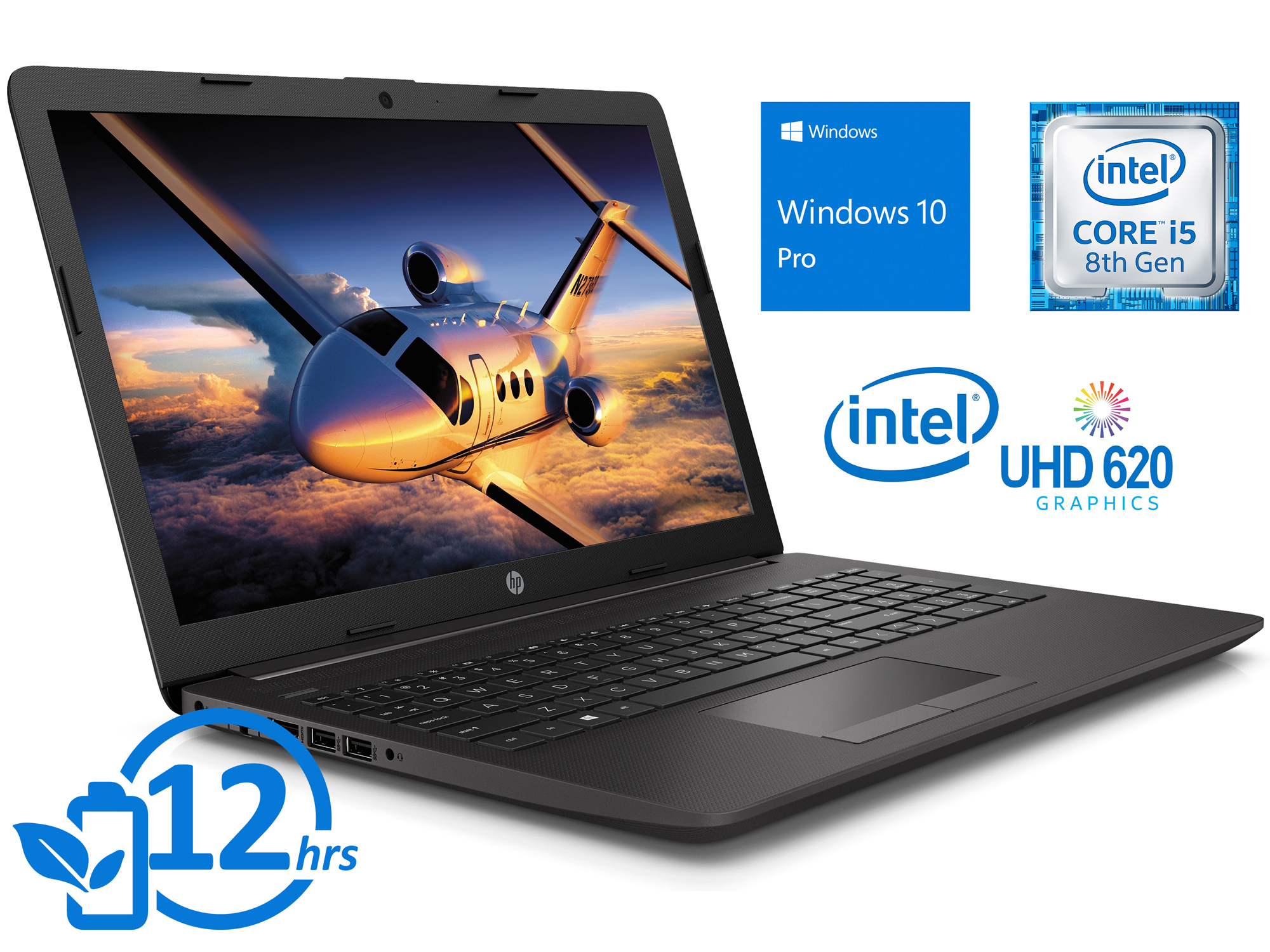 HP 250 G7 Notebook, 15.6" HD Display, Intel Core i5-8265U Upto 3.9GHz, 8GB RAM, 512GB NVMe SSD + 1TB HDD, HDMI, Card Reader, Wi-Fi, Bluetooth, Windows 10 Pro - image 1 of 7