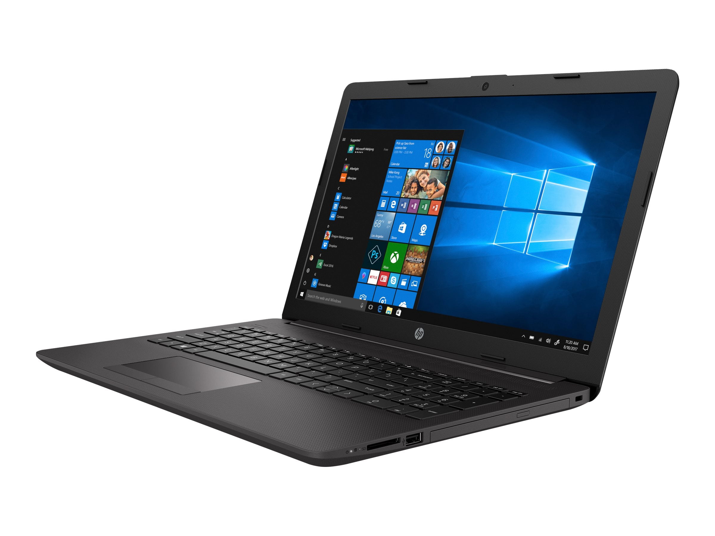 HP 250 G7 Notebook - Intel Core i3 7020U / 2.3 GHz - Win 10 Pro 64-bit - HD  Graphics 620 - 4 GB RAM - 500 GB HDD - 15.6