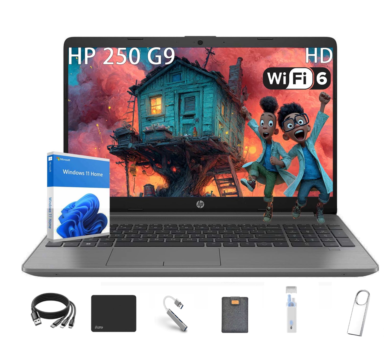 HP 250 G9 Business Laptop, 15.6” IPS Display, Intel Dual Core, up