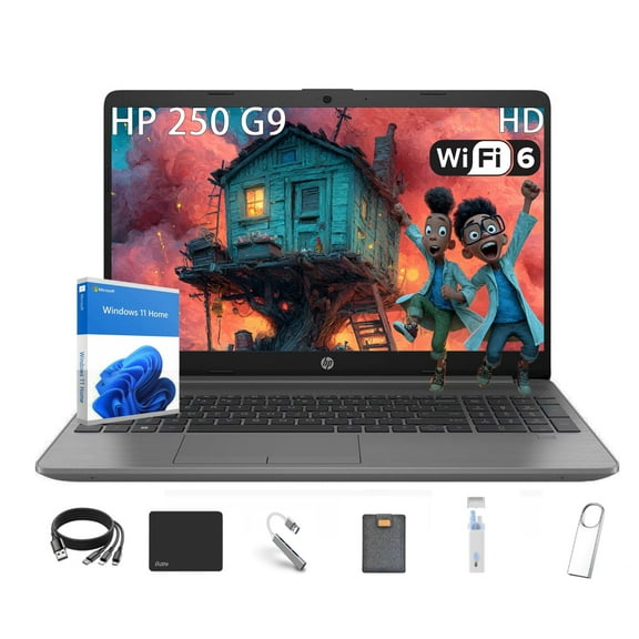 HP 250 G9 Business Laptop, 15.6” FHD Display, Intel Dual Core, up to 2.80 GHz, 16GB RAM, 512GB SSD, Wi-Fi6, Webam, Windows 11 Home, with 5ave 6-in-1 Accessory Kit