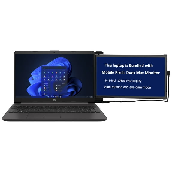 HP 250 G9 School/Business Laptop (Intel i5-1235U 10-Core, 15.6in 60 Hz Full HD (1920x1080), Intel UHD, 64GB RAM, 1TB PCIe SSD, Wifi, Webcam, Bluetooth, Win 10 Pro) with Duex Max DS Monitor