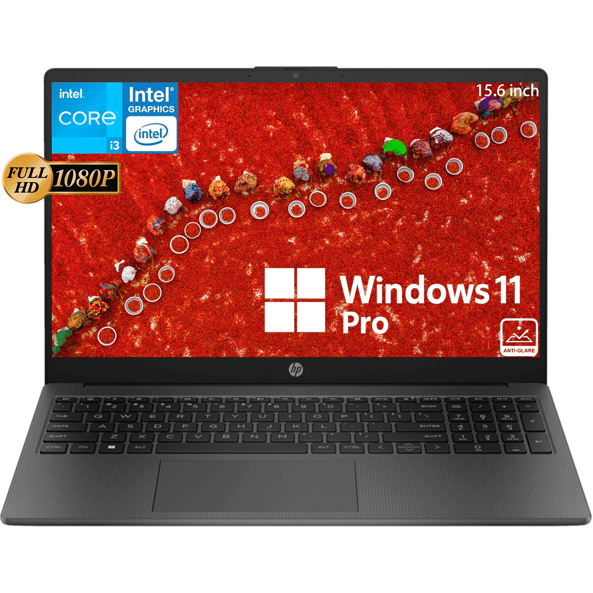 HP 250R G9 Laptop, 15.6 FHD 1920 x 1080 FHD Display, 16GB RAM 512GB SSD, Intel 6-Core i3-1315U(Up to 4.5GHZ) , HD Audio, WiFi 6, Bluetooth 5.3, Dark Ash Silver