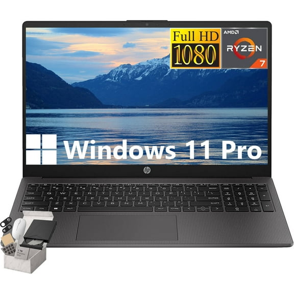 HP 255 G10 Business Laptop, 15.6" FHD Display, AMD Ryzen 7 7730U, 16GB DDR4, 1TB PCIe SSD, AMD Radeon, Numeric Keypad, Wi-Fi 6, HD Webcam, Bluetooth, Windows 11 Pro