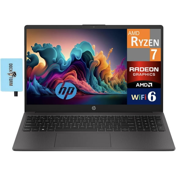 HP 255 G10 Business Laptop 15.6" FHD Display (AMD Ryzen 7 7730U, 32GB DDR4, 1TB PCIe SSD, AMD Radeon, Numeric Keypad, WiFi 6, HD Webcam, Bluetooth 5.2, Win 11 Pro) w/DKZ USB Port Expander
