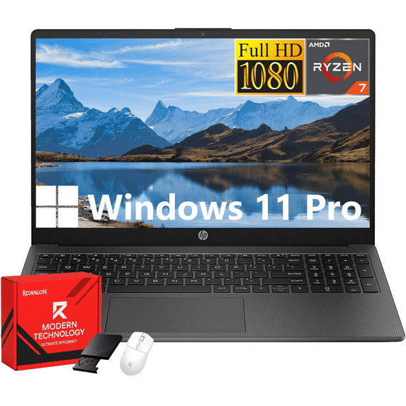 HP 255 G10 Business Laptop, 15.6" FHD Display, AMD Ryzen 7 7730U, 64GB DDR4, 2TB SSD, AMD Radeon, Numeric Keypad, Wi-Fi 6, Webcam, Bluetooth, Windows 11 Pro
