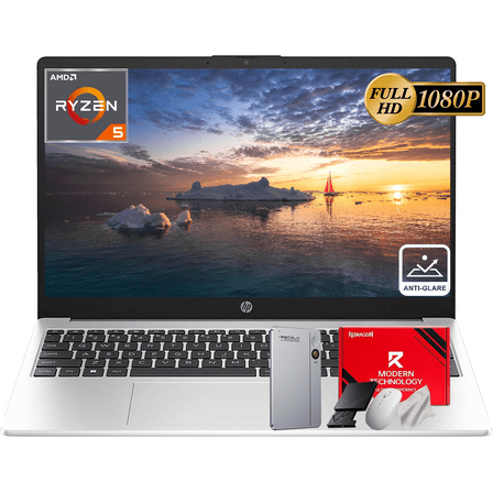 HP 255 G10 Business Laptop, 16GB RAM, 512GB PCIe SSD, AMD Ryzen 5 7530U Processor (Beats i7-1355U), 15.6" FHD LED Display, WiFi 6, Spill-Resistant Keyboard, Windows 11 Pro